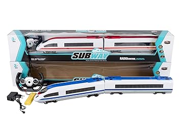 IndusBay Remote Control Rechargeable High Speed Bullet Train Set with Realistic LED Light 31 Inches Long Japanese Simulation Metro Train Model Toy for Kids