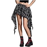 SOLY HUX Women's Plaid Ruffle Mini Skirt Y2k A Line Layered Asymmetrical Hem Skirts with Shorts Underneath