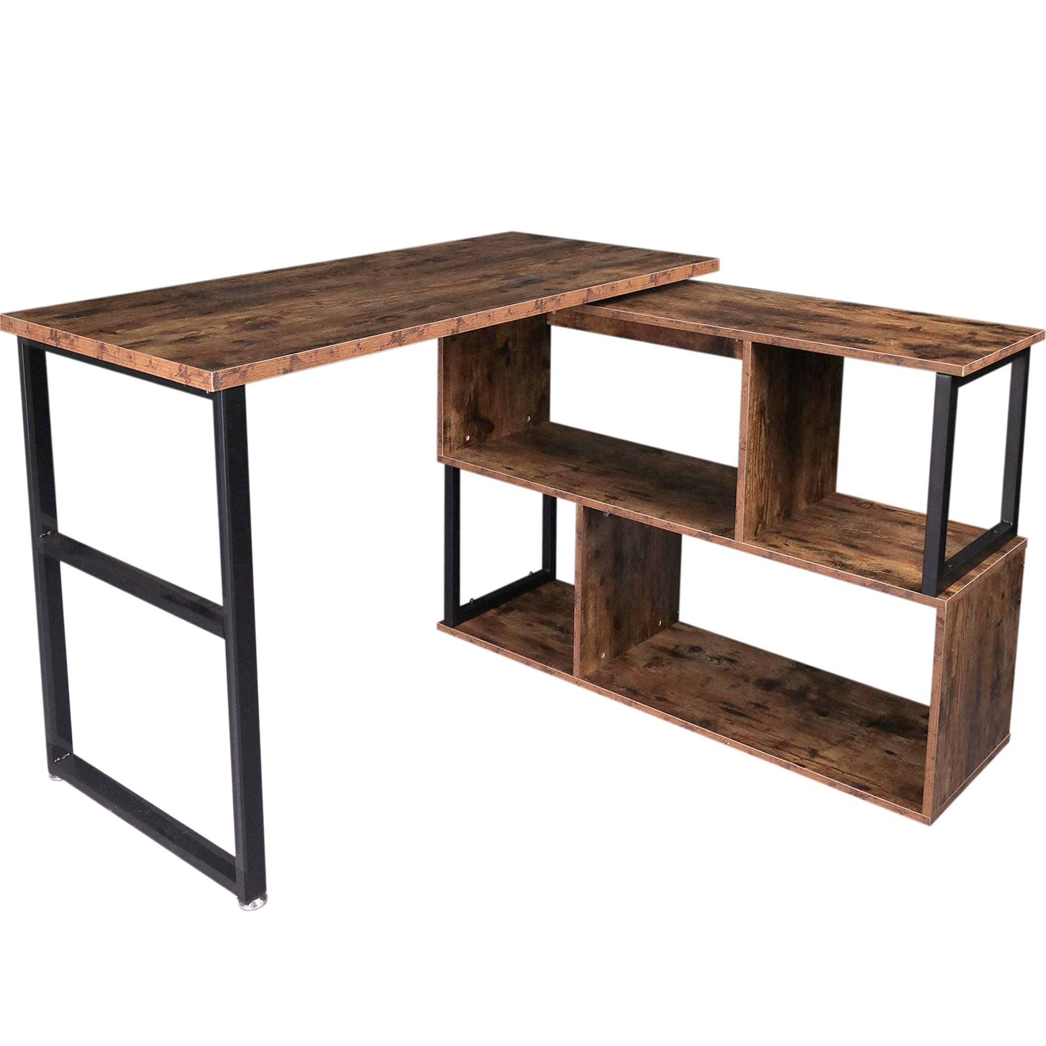 Photo 1 of Tektalk Rotatable Corner Table Retro Desk Corner Computer Desk PC Laptop Study Table Workstation Home Office