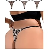 SweatyRocks Women's Plus Size 3 Pack Thongs Leopard Print Seamless G-String Panties Underwear