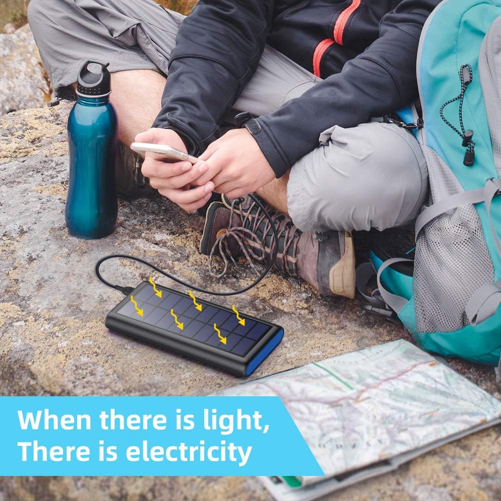 Solar Portable Charger 26800mAh, 【2020 Phone Charger】 Power Bank External Backup Battery Pack with 2 Outputs Huge Capacity Backup Battery Compatible Smartphone,Tablet and More