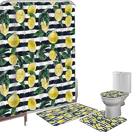 Duschvorhang Set Badezimmerzubehör Teppich Modern Badematte Contour