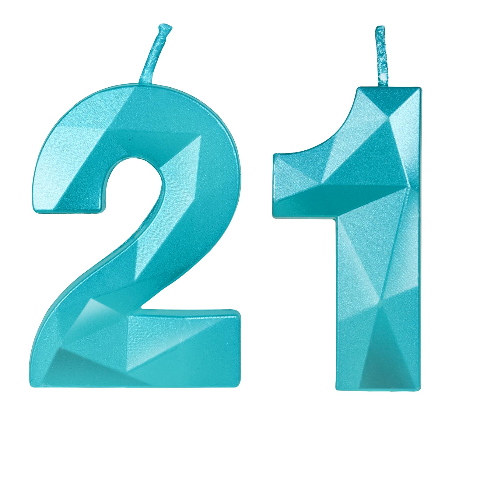 Photo 1 of Number 21 Candles,21st Birthday Candles,Teal Blue Happy Birthday Candle for Cake,3D Design Cake Topper Decorations for Boy Men Pet Birthday Party Wedding Anniversary Celebration Supplies