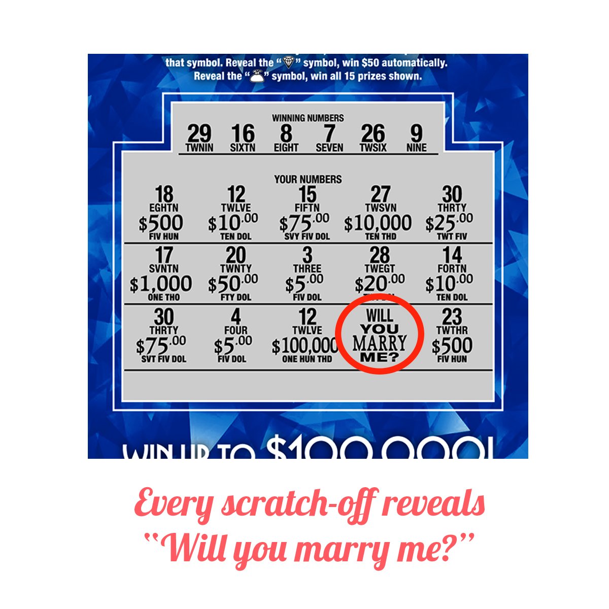 Will You Marry Me Proposal Replica Scratch Off Cards | Set of 2 Fake Lottery Tickets | 7.5” x 3.7” | Creative Marriage Proposal Ideas