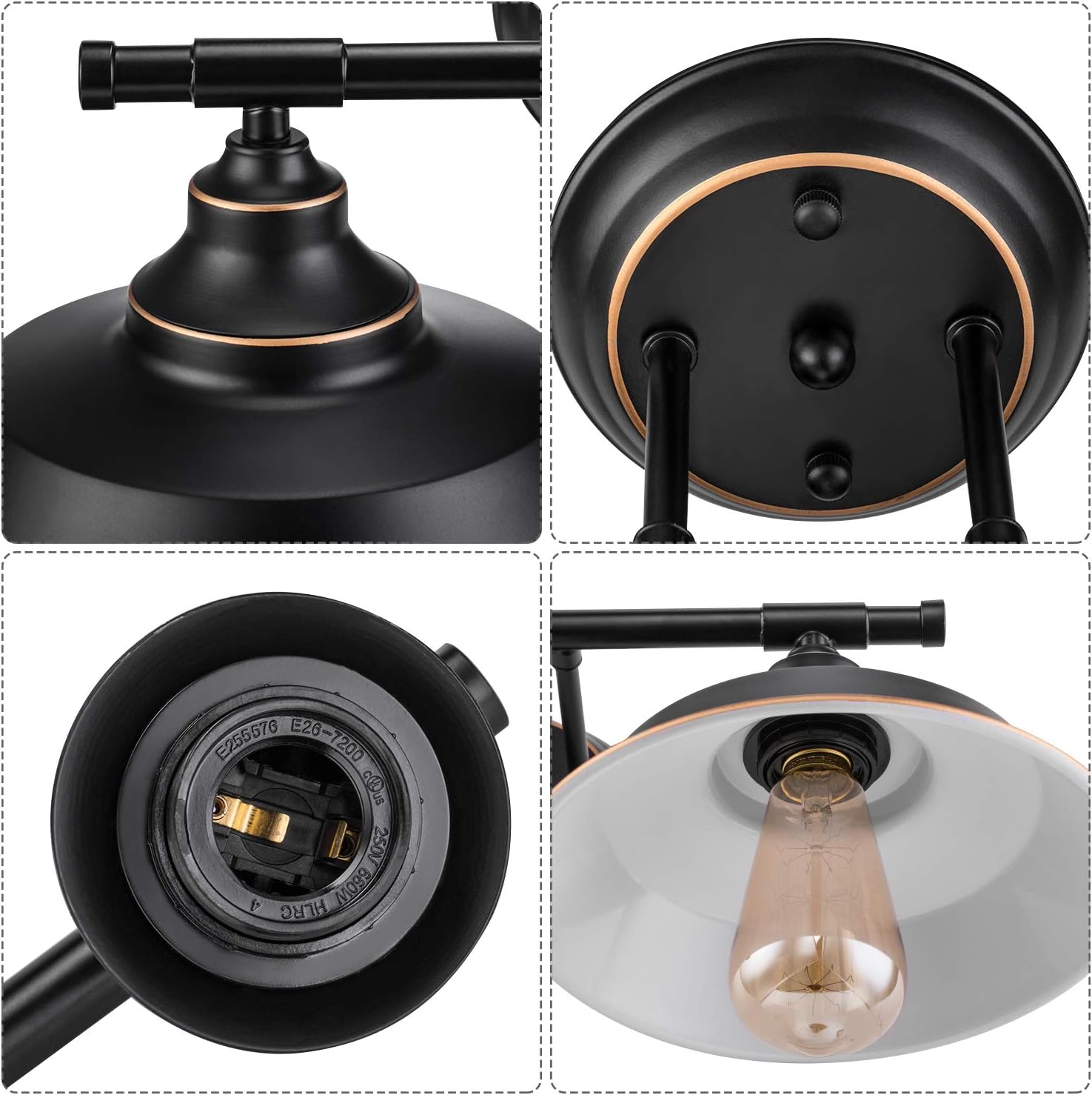 Farmhouse Rustic Style Vintage 2-Lights Vanity Wall Sconce Lighting, Elibbren E26 Base Metal Matte Black Industrial Bathroom Wall Light Fixture for Bathroom Vanity Mirror Cabinets Dressing Table - - 