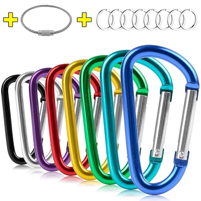 ZEINZE Carabiner Clip 3" Aluminum DRing Spring Loaded Gate Small