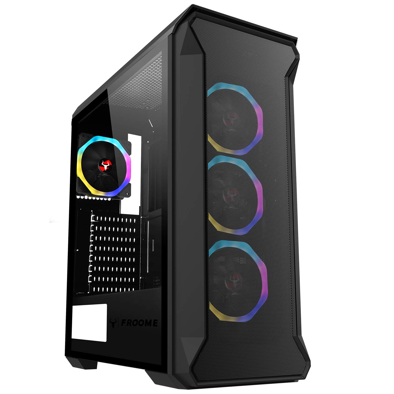 iTek Case FROOME - Gaming Middle Tower, 4x12cm ARGB fan, USB3, Front Mesh, Side Temp Glass
