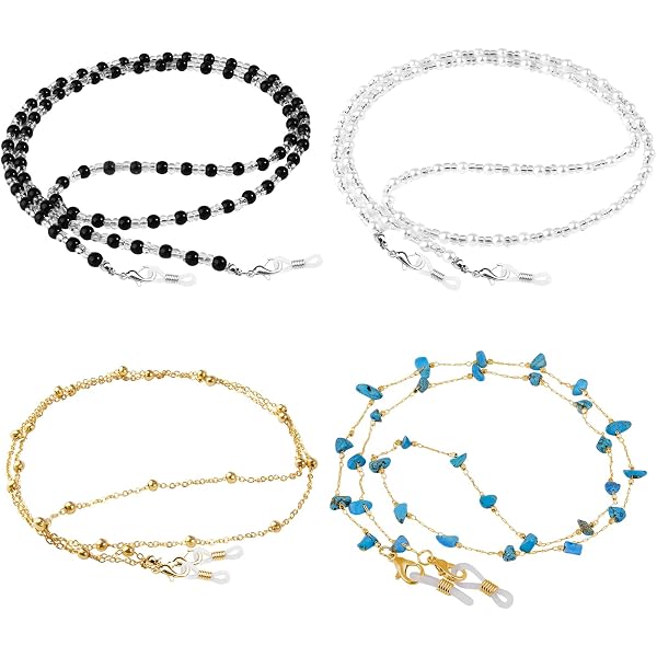 2Pcs Chaînes De Lunettes En Perles Colorées - Sangles Antidérapantes Pour Femmes Et Hommes