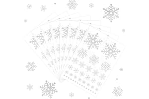Outus 8 Sheets Snowflake Stickers Glitter Winter Frozen Stickers Snowflake Party Favors Christmas Scrapbook Crafts Assorted Size, 39 Pcs Snow Flakes Dot Decals Per Sheet (Silver)