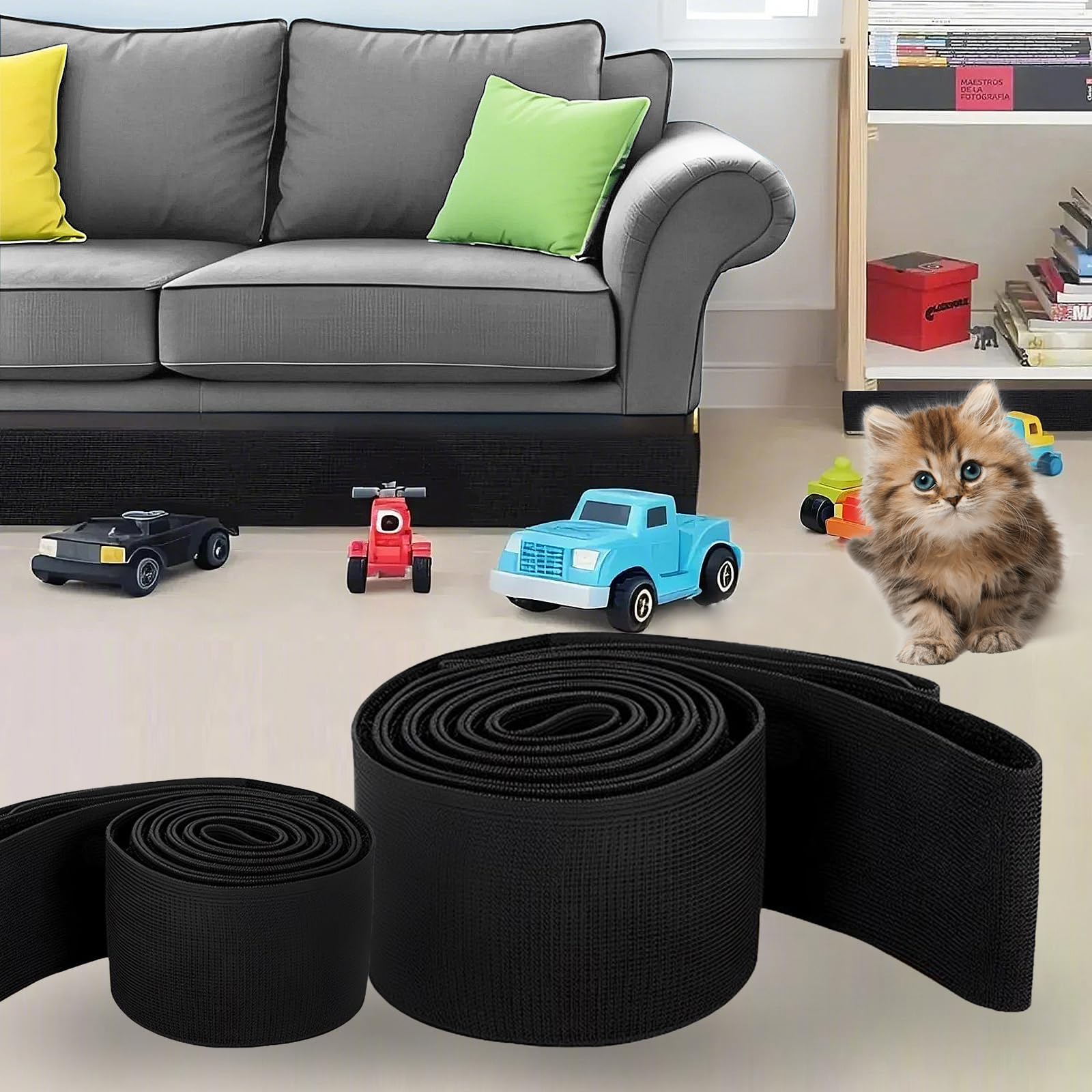 Photo 1 of Under Couch Blocker for Kid and Pet Toys, Toy Blocker for Under Bed and Under Couch?Easy to Install? Stop Things from Going Under Sofa Bed and Other Furniture ?5in x 132in?