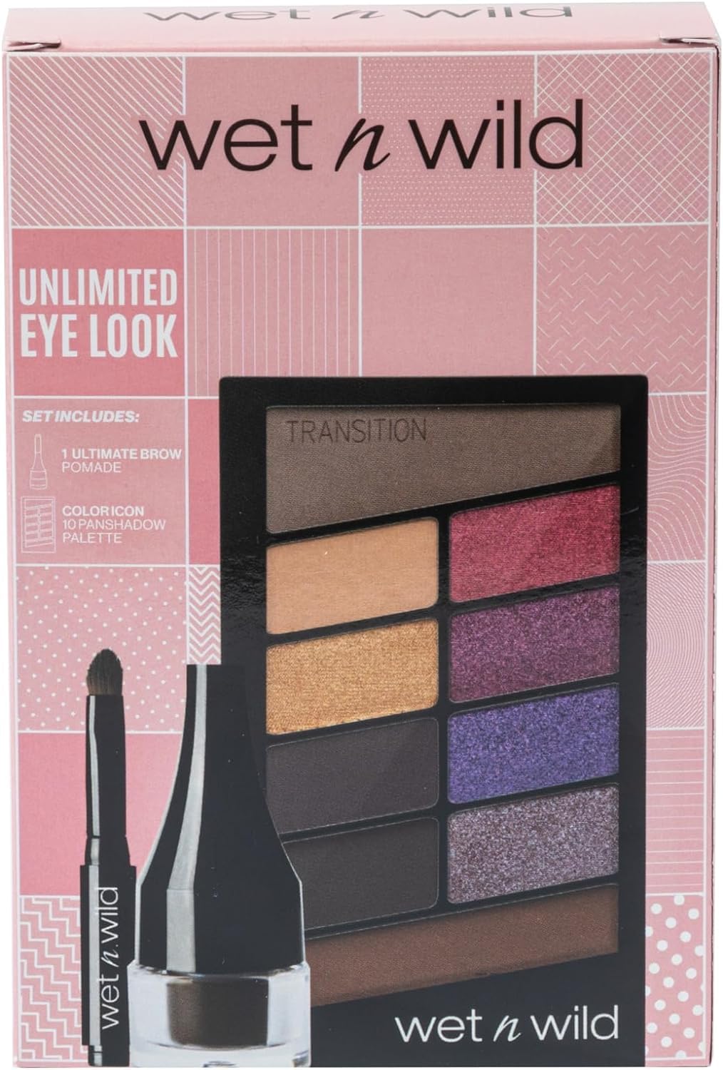 Wet n Wild Ultimate Eye Look Set, Make-up Set with Long-Lasting Brow Pomade & Color Icon 10 Pan Shadow Palette, Creamy Pomade and High-Pigmented Eyeshadow for Intense Blendable Looks