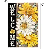 AVOIN colorlife Summer Floral Garden Flag 12x18 Inch Double Sided Outside, Daisy Sunflower Welcome Seasonal Yard Outdoor Flag