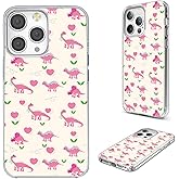AKORAVO for iPhone 15 Pro Case for Women Girl Men, Full Protective Shockproof Slim Soft TPU Clear Phone Cover Cases Design for iPhone 15 Pro 6.1,Cute Cartoon Animal Funny Pink Dino Dinosaur