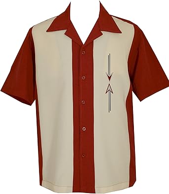 Lucky Paradise Mens Camp Shirt, Vintage Cuban Style Bowling Shirt ~ Schrader
