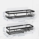 KEGII 2 Pack Adhesive Shower Caddy Black Stainless Steel Shelf 5KG Load view 6