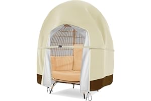 AURRAGIY Patio Egg Chair Cover Double Wicker Egg Chair Covers for Outdoor Furniture Egg Swing Loveseat Cover Waterproof 420D Patio Chair Cover 91x80 inches (Beige)