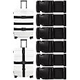 Luggage Straps 6 Pack Adjustable Luggage Straps for Suitcases Non-Slip Suitcase Belts with Buckle, Black Luggage Strap for Tr