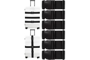 Luggage Straps 6 Pack Adjustable Luggage Straps for Suitcases Non-Slip Suitcase Belts with Buckle, Black Luggage Strap for Tr