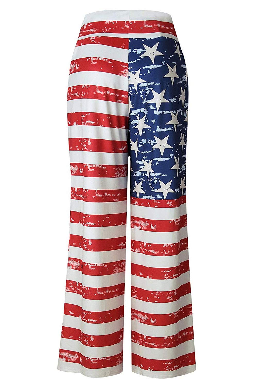 High Drawstring Waist Wide Leg Pants for Women Palazzo Lounge American Flag L