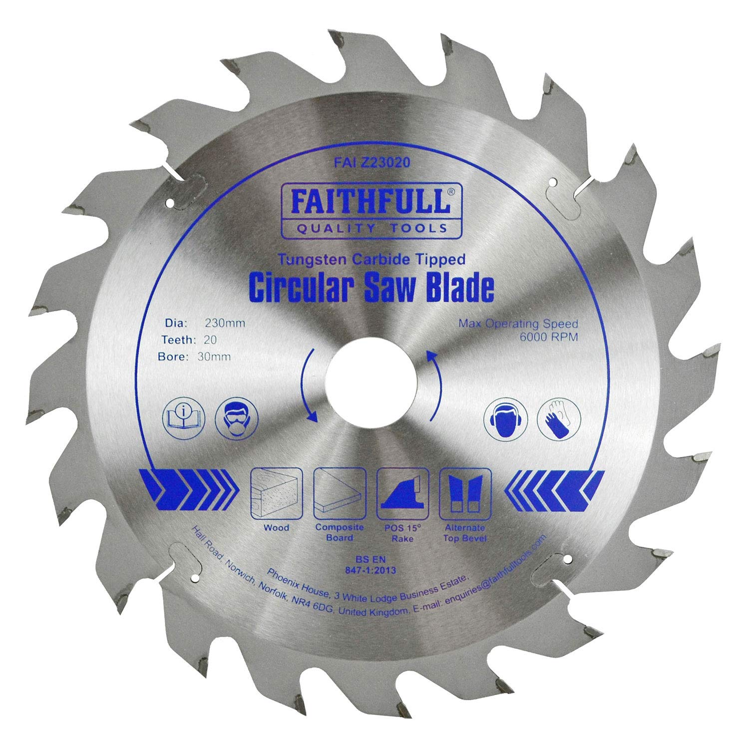 Faithfull TCT Circ Saw Blade 230 X 30 X 20T
