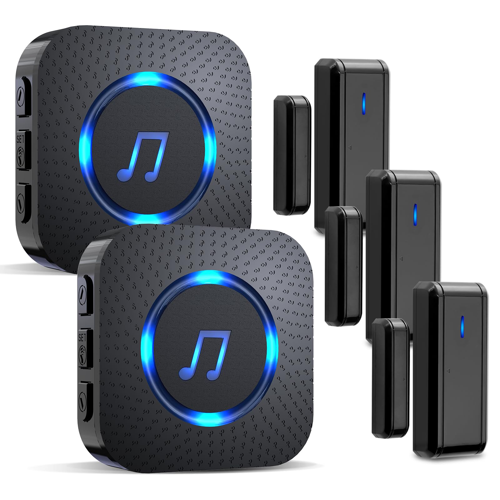 Door Alarm Sensor ChunHee Wireless Door Sensor Chime When Door Opens,Door Entry Alarm Chime for Business/Home/Kids,150M Range,5 Adjustable Volume Door Ringer Alert (Black 3-2)