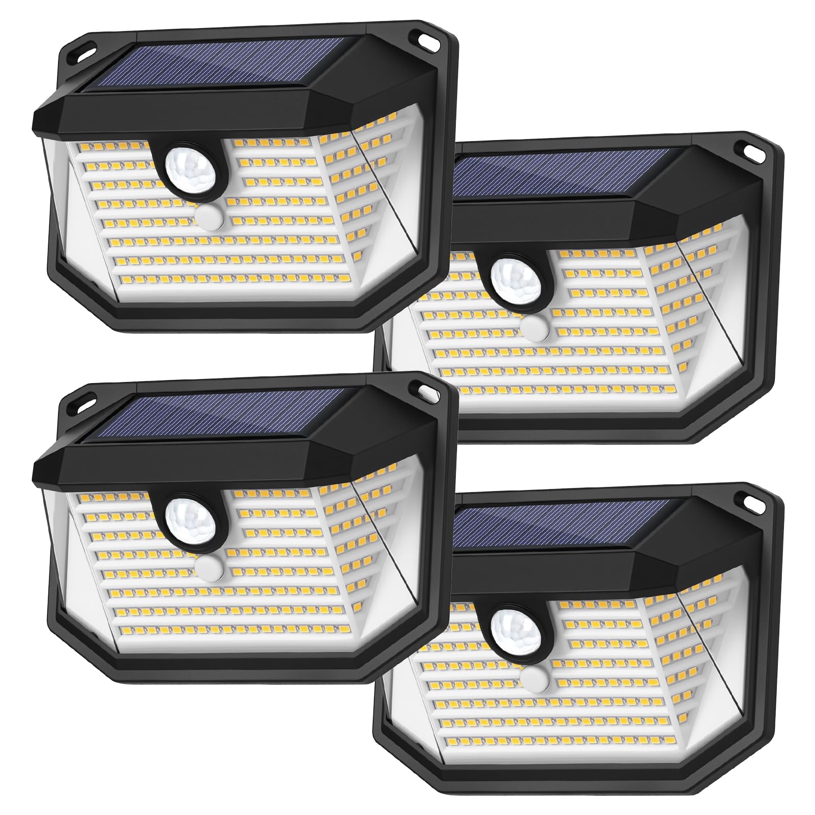 Brightever Solar Outdoor Lights, 4-Pack 178 LEDs Motion Sensor Wall Light with 270° Wide Angle & 3 Modes, Waterproof 3000K Solar Powered Security Light for Patio Garden Garage Front Door Image