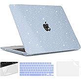 TWOLSKOO for MacBook Air 13.6 inch Case 2025 2024 2022 Release M4 A3240 M3 A3113 M2 A2681, Plastic Hard Shell & Trackpad Film & Keyboard Cover & Screen Film for MacBook Air 13 inch, Star Blue