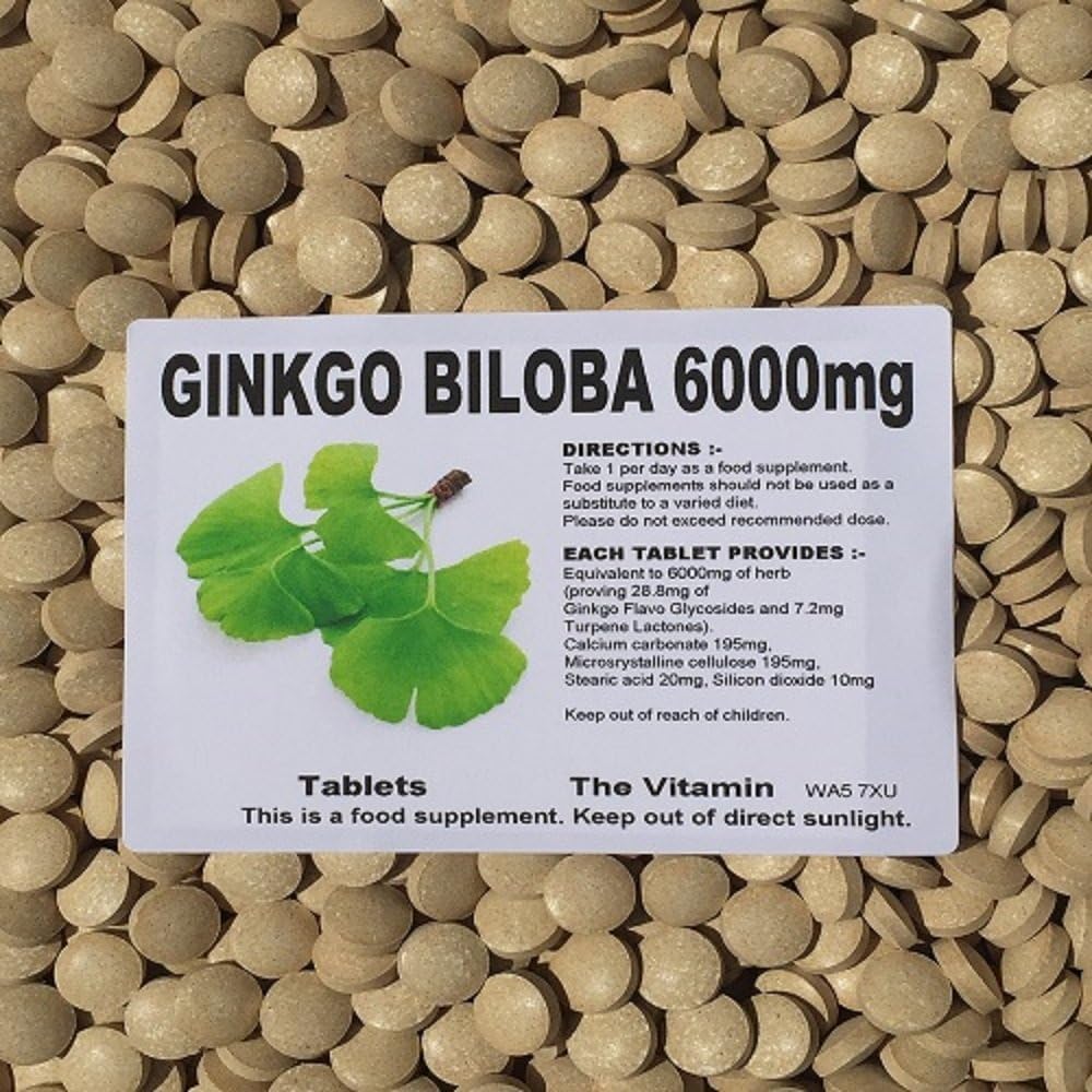 The Vitamin Ginkgo Biloba 6000mg (365 Tablets - Bagged)