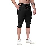FIRSTGYM Mens Casual Jogger Pants 3/4 Joggers Tapered Fit Workout Gym Training Sweatpants