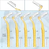 RAYITO 50pcs Interdental Brushes 1-1.2mm Yellow Non-Slip Handle Angled Head view 2