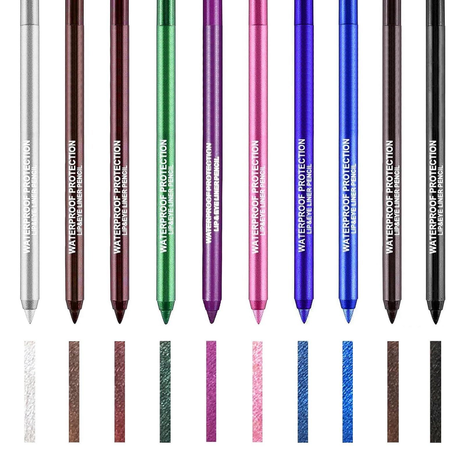 Professional Eye Makeup Set - Waterproof, Long Lasting & Smudge-proof Eyeliner Pencil Set with 10 Color Eye Shadows, Eyebrow & Lip Liner Pencils