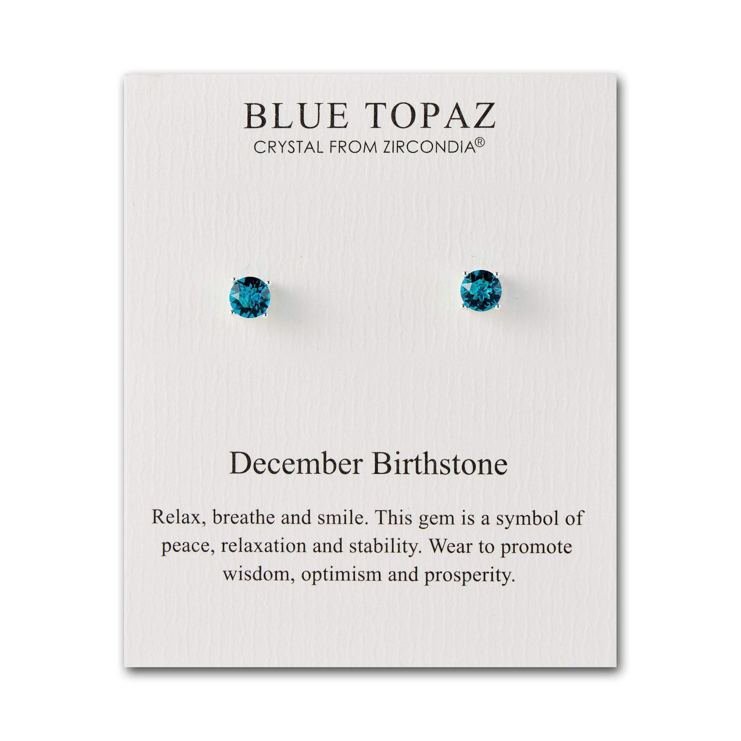 Philip Jones December (Blue Topaz) Birthstone Earrings Created with Zircondia® Crystals