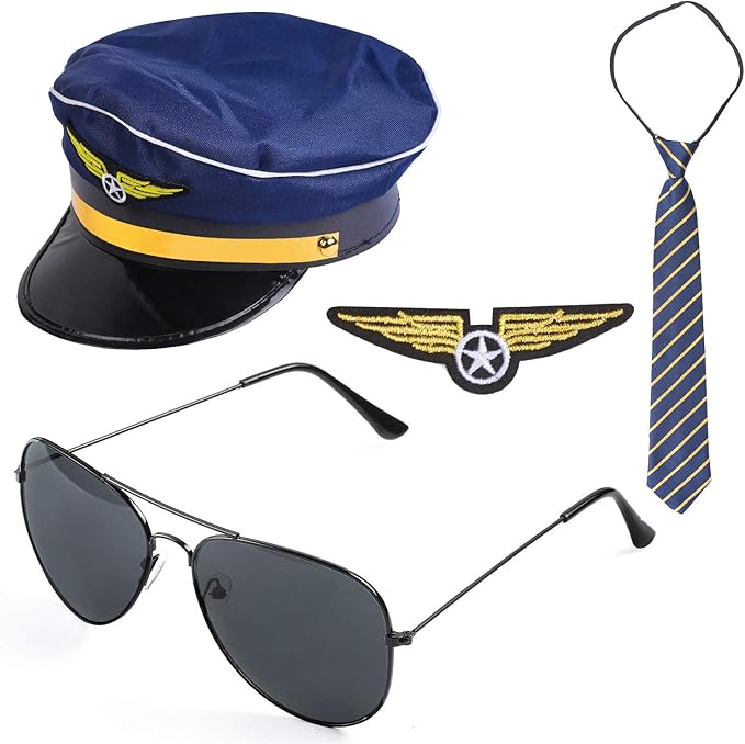 Beelittle Airline Pilot Captain Costume Kit Pilot Dress up