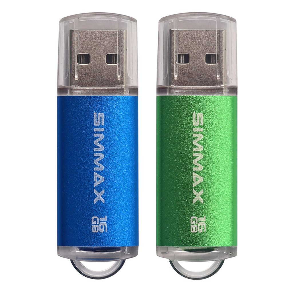 Memory Stick 2 Pack 16GB USB 2.0 Flash Drives USB Memory Stick Thumb Drive Pen Drive by SIMMAX (16GB Blue Green)