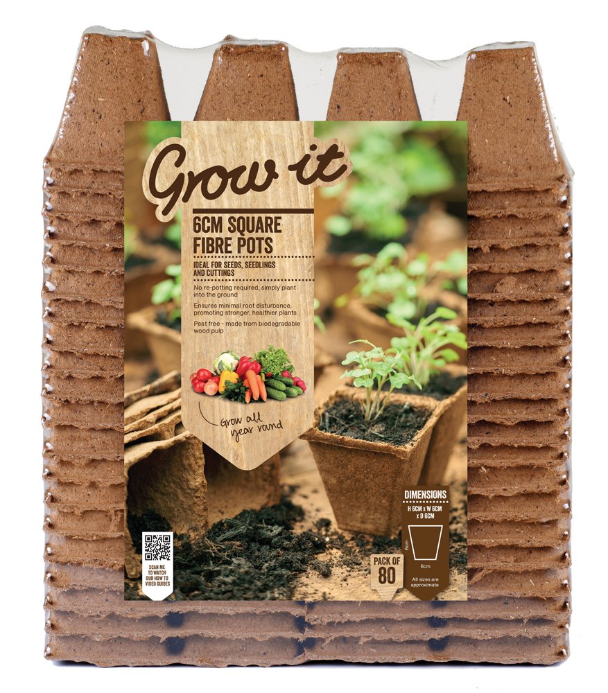 Grow it 08311 6 cm Round Fibre Pots, Multi-colour, 6 x 6 x 26 cm