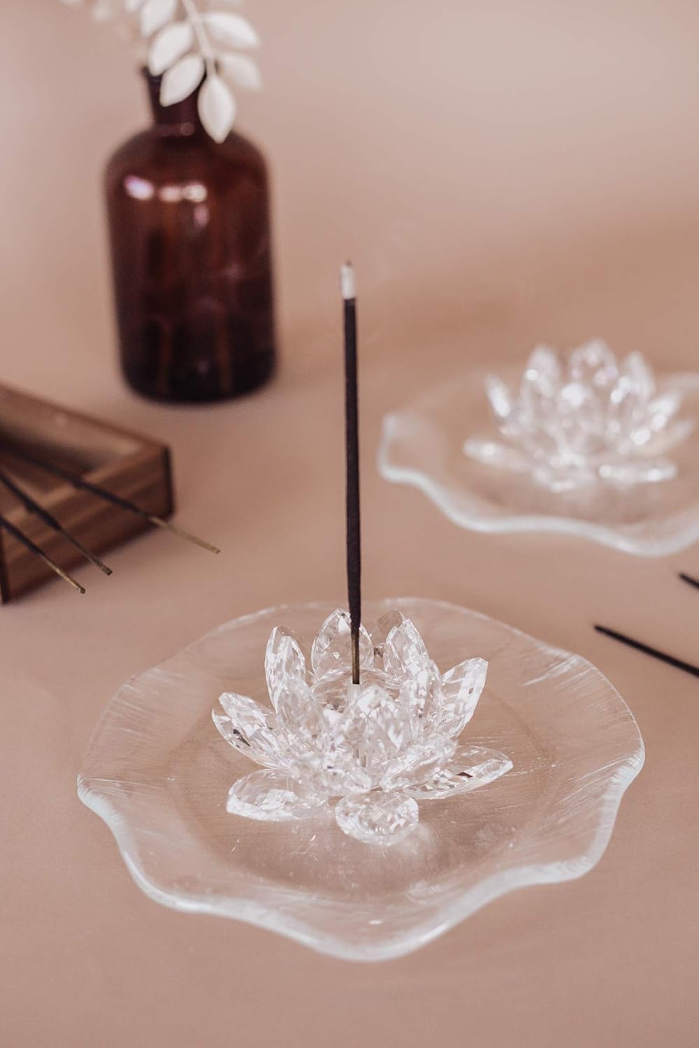 Home Kitchen Crystal Gift Ash Catcher Tray Decorative Crystal Lotus Flower Figurine Conspiringuniverse Incense Holder Or Insence Burner Holder Lotus Insense Stick Holder Glass Incense Incense Holders