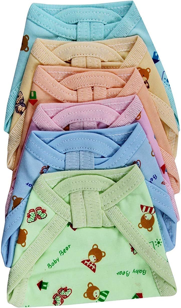PEUBUD ® New Born Baby Super Soft Reusable Cotton Hosiery Nappies - Langot - Cloth Diaper (0-3 Months) (Set of 6)