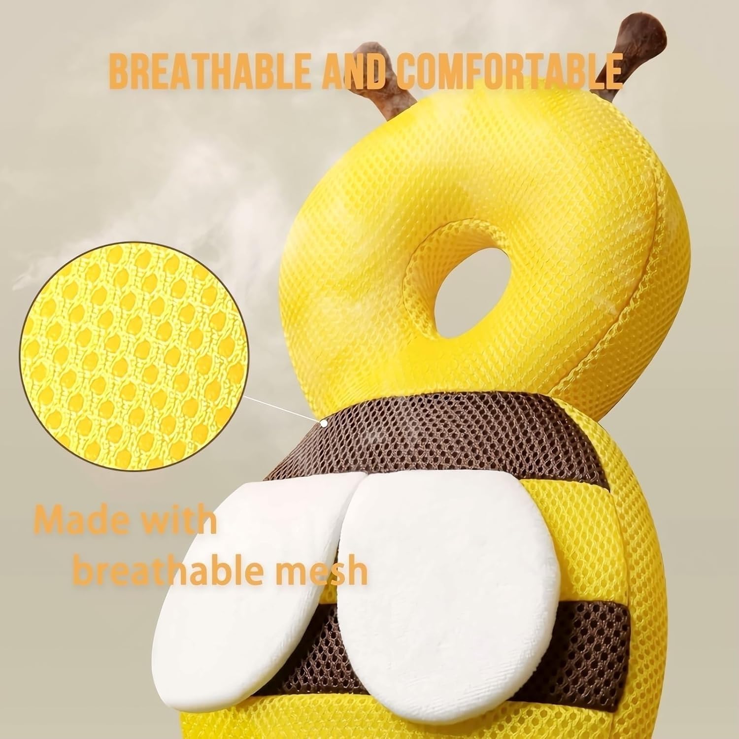 Baby Head Protector Backpack: Bee Soft Landing & Safety Toddler Fall Protection for Baby Crawling & Walking &Falling-Back Cushion for Infant