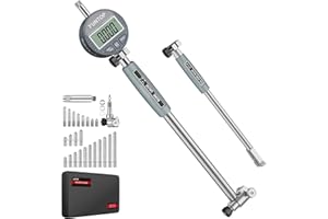 XUNTOP 0.7-6''/0.0005" Digital Indicator Bore Gauge Set with 23PCS Anvils 5-6" Depth Measuring Dial Bore Gauge with 2 Measuri