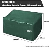 RICHIE Garden Bench Cover 163x66x63/89cm 3 Seater Waterproof UV Green view 2