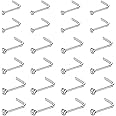 OMAIGAR Nose Rings Studs, 60pcs Straight or L-Shaped or Screw Nose Studs for Women Men, Surgical Stainless Steel Hypoallergenic Nose Piercing Jewelry 1.5/2/2.5mm Size Rhinestone and Ideal Gift