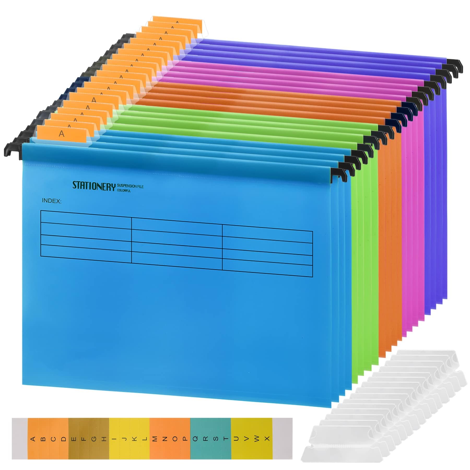 Toowood 20PCS A4 Suspension Files, PP Material Hanging Clip Fast Labor Folder Hanging Labor Clip (5 Colors)