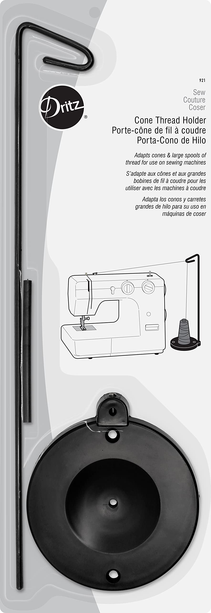 Dritz Cone Thread Holder, Man-made-material, Black, Pack of 1