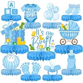 Boy Baby Shower Decorations Set - Kit with blue Honeycomb Centerpiece, Baby Reveal &amp; Themed Table Decor for the Baby Boy Shower Decorations