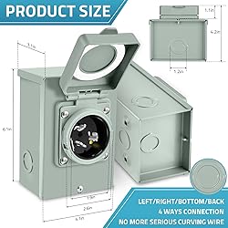 PAULINN 50 Amp Generator Power Inlet Box| NEMA 3R