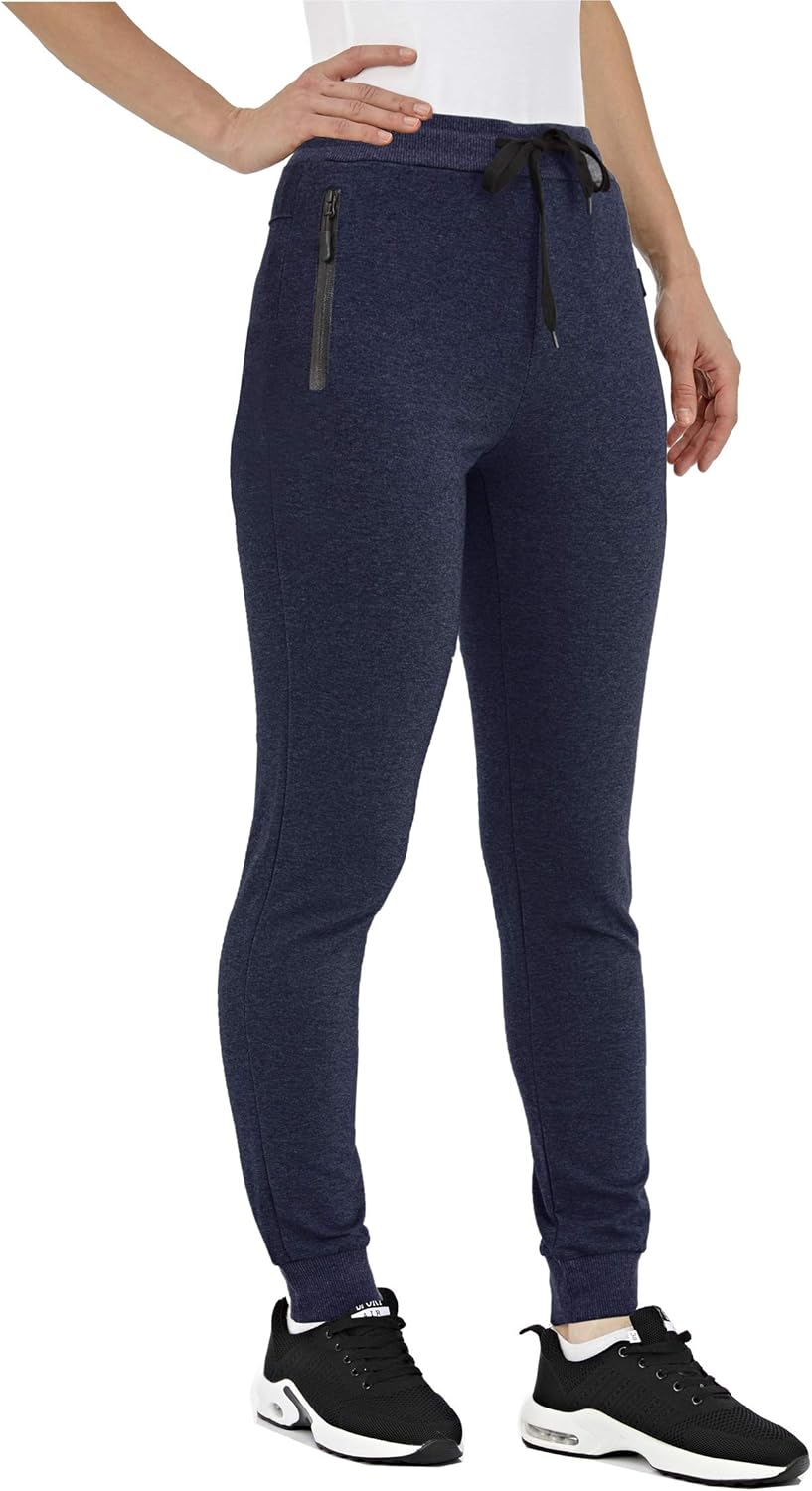 MAGNIVIT Women's Jogger Pants with Zipper Pockets Cotton Pants