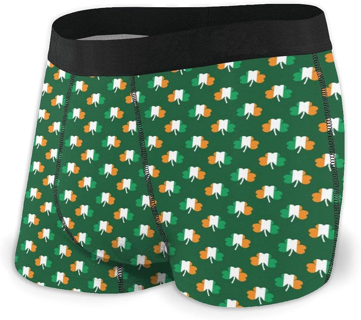 Irish Flag Clover Pattern Underwear for Men Comfortable Boxer Briefs with Elastic