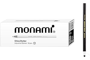 MONAMI Peel Off China Markers - Black Grease Pencil Wax Markers, 12 Count, Fade & Moisture Resistant, Easy to Erase, for Glass, Metal, Porcelain & More