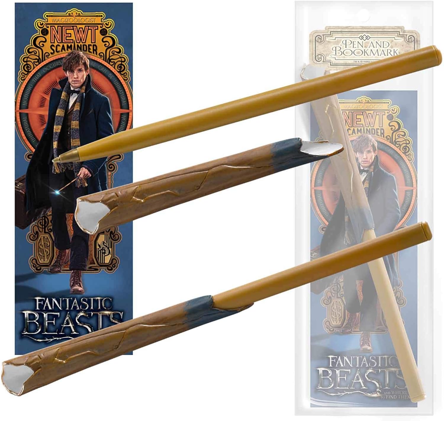 The Noble Collection Fantastic Beasts Newt Scamander Wand Pen and Bookmark
