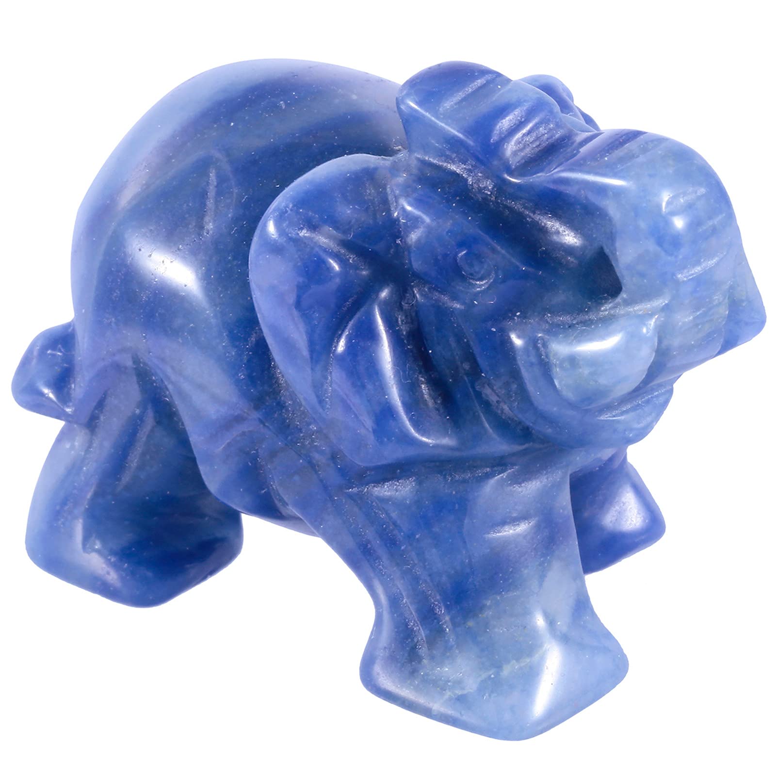 Nupuyai Blue Aventurine Carved Crystal Animal Elephant Statue Figurine, Good Luck Gift Energy Healing Mini Crystal Ornament for Home Office Decor